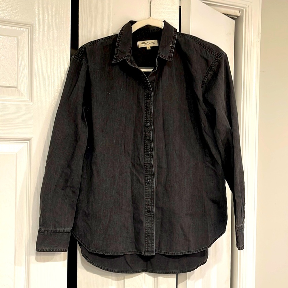 Madewell Distressed Black Button Down